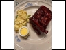Sticky ribs and potato salad